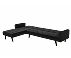 Foret 5 Seater Sofa Bed Modular Corner Lounge Recliner Couch Chaise Fabric Black