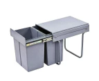 Salesbay Twin Cabinet Kitchen Waste Dual Slide Out Rubbish Garbage Grey 2x20L