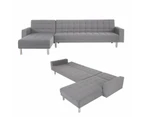 Foret 5 Seater Sofa Bed Modular Corner Lounge Recliner Chaise Couch Fabric Set 4 Colours - Full Grey