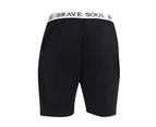 Brave Soul Mens Logo Waistband Jersey Lounge Shorts (Black) - UT1018