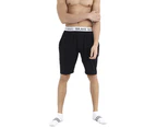 Brave Soul Mens Logo Waistband Jersey Lounge Shorts (Black) - UT1018