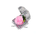 pink-Real Preserved Rose Forever in Mini Clear Ring Box, Gifts for Anniversary,Valentines,Xmas, Birthday