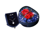 blue-Heart-shaped rose eternal flower ring box-wedding gift diamond ring jewelry storage box
