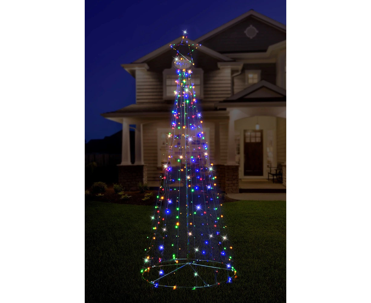 2.1m Tall Strand Fairy Light Christmas Tree Solar 264 MULTI LED Outdoor Xmas AU