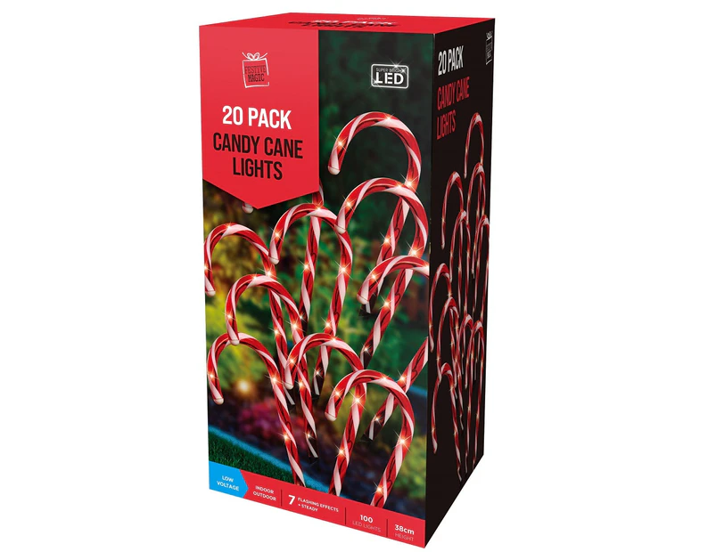 LED Candy Canes Path Lights Festive Outdoor Christmas Lighting 20 Pack