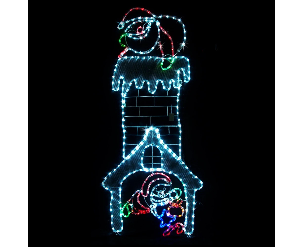 1.5m SANTA Up & Down CHIMNEY LED Ropelight Flashing Light Christmas Xmas