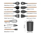 12x Silicone Utensils Set Wooden Handle Cooking Kitchen Tools Baking Cookware