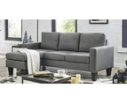 Foret 3 Seater Sofa Modular Corner Lounge Three Seat Couch Ottoman Fabric Grey