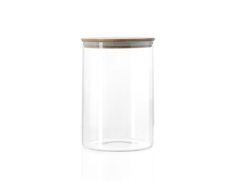3 x GLASS JARS WITH BAMBOO LIDS 3200mL | Spice Food Storage Canister Container Jar Wedding Favours Airtight Glass Bottles with Wood Looking Lid