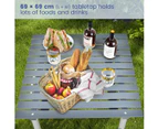 Costway Folding Camping Table Fir Wood Picnic Table Outdoor BBQ Desk Party Travel 50kg Capacity w/Carry Bag Grey