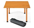 Costway Folding Camping Table Fir Wood Picnic Table Outdoor BBQ Desk Party Travel 50kg Capacity w/Carry Bag