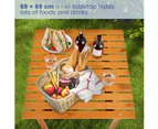 Costway Folding Camping Table Fir Wood Picnic Table Outdoor BBQ Desk Party Travel 50kg Capacity w/Carry Bag