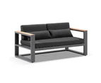 Balmoral 2+1+1 Seater Outdoor Aluminium and Teak Lounge Setting - Outdoor Aluminium Lounges - Charcoal