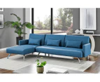 Foret 3 Seater Sofa Bed Modular Corner Lounge Recliner Couch Chaise Fabric Blue
