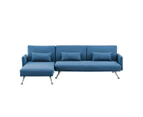 Foret 3 Seater Sofa Bed Modular Corner Lounge Recliner Couch Chaise Fabric Blue
