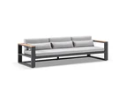 Outdoor Balmoral 3 Seater Outdoor Aluminium And Teak Lounge - Outdoor Aluminium Lounges - Charcoal/Olefin Grey cushion