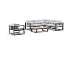 Outdoor Balmoral Package B Outdoor Aluminium And Teak Lounge Setting With Coffee Table - Outdoor Aluminium Lounges - Charcoal/Olefin Grey cushion