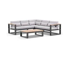 Outdoor Balmoral Package A Outdoor Aluminium And Teak Lounge Setting With Coffee Table - Outdoor Aluminium Lounges - Charcoal/Olefin Grey cushion