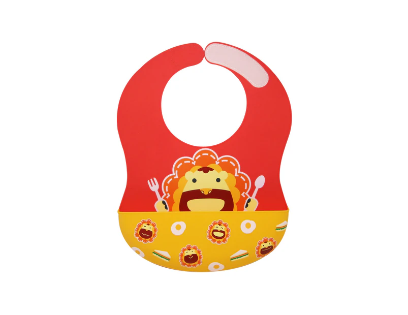 Marcus & Marcus Marcus Lion Red Wide Coverage Silicone Baby/Toddler Bib 6m+