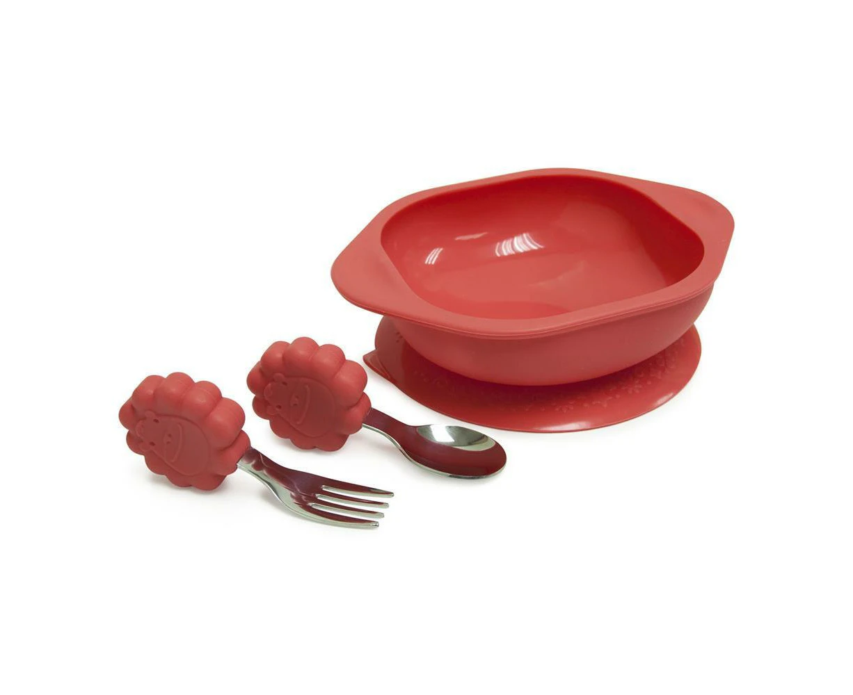 3pc Marcus & Marcus Toddler Eating Bowl Meal Time Set Willow Red Lion 18m+