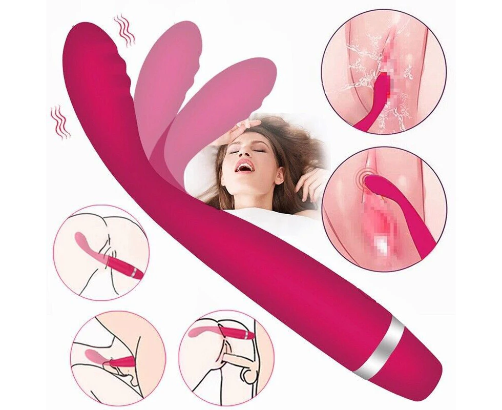 Waterproof Clit Orgasm Finger Vibrator G-Spot Dildo Nipple Massager Wand Sex Toys For Women - Red