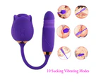 10 Vibration Modes Rose Clit G-spot Vibrator Oral Sucking Thrusting Dildo Bullet Sex Toys for Women