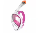 Full Face Snorkel Mask Set Anti-fog Anti-leak Dry Breathing System Safe Diving Goggles - Pink