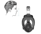 Full Face Snorkel Mask Set Anti-fog Anti-leak Dry Breathing System Safe Diving Goggles - Black