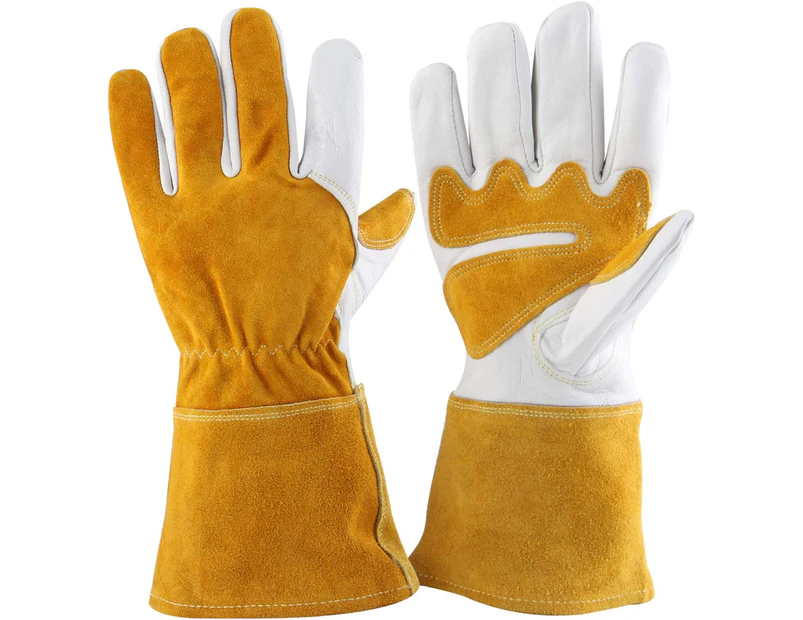 Leather Gardening Gloves for Women and Men Thorn Proof Cowhide Work Gloves$Long Leather Gardening Gloves for Women and Men