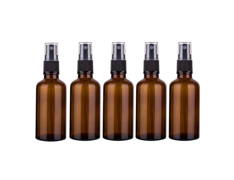 5pcs 15ml-100ml Multi Amber Glass Essential Oil Bottle Spray Bottles (Clear Lid 100ml)