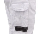 Men's Cargo Cotton Drill Work Pants UPF 50+ 13 Pockets Tradies Workwear Trousers - White