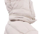 Women's Longline Padded Hooded Jacket Puffer Puffy Quilted Windproof Zip Coat - Khaki