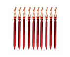 18cm Camping Tent Pegs With Storage Bag - Red - Pack of 10