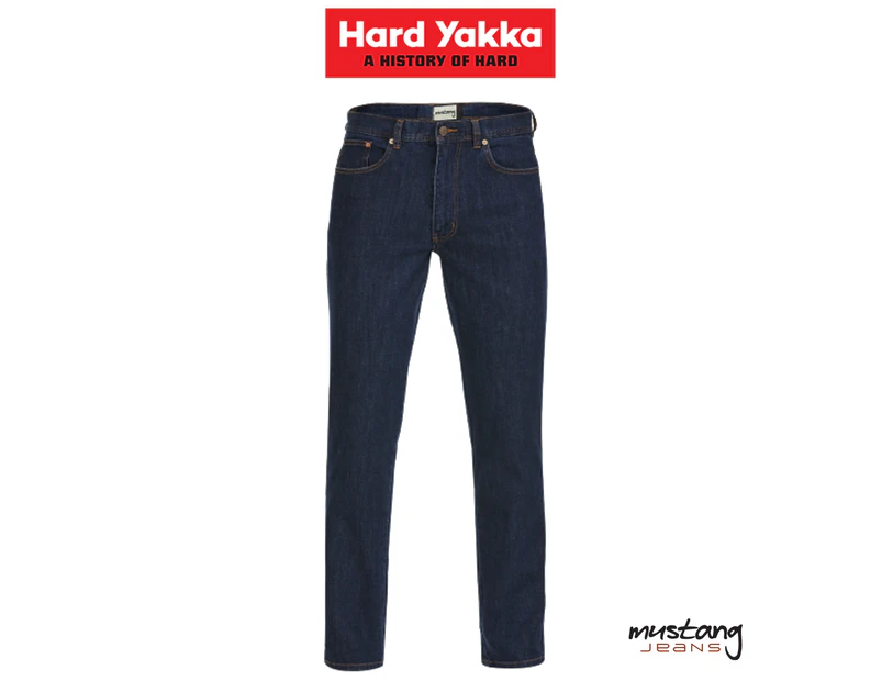 Hard Yakka Mens Mustang Stretch Jeans Denim Tough Regular Classic Fit Y43247