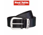 Mens Hard Yakka Belt Colorado Oil Tan Leather Work Brass Buckle Brown Y09402 - Black