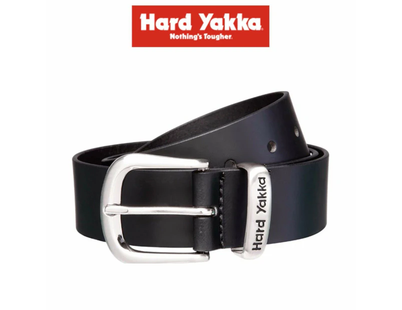 Mens Hard Yakka Belt Colorado Oil Tan Leather Work Brass Buckle Brown Y09402 - Black