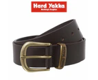 Mens Hard Yakka Belt Colorado Oil Tan Leather Work Brass Buckle Brown Y09402 - Black