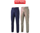Hard Yakka Mens Stretch Cuff Cargo Work Safety Pants Regular Fit Tough Y02536 - Khaki
