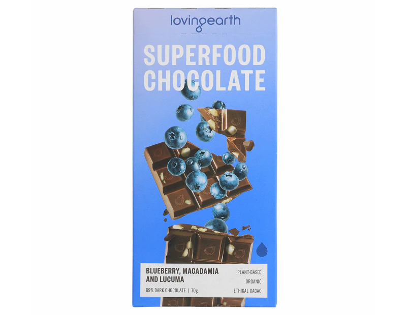 Loving Earth Superfood Chocolate Blueberry & Macadamia 70g