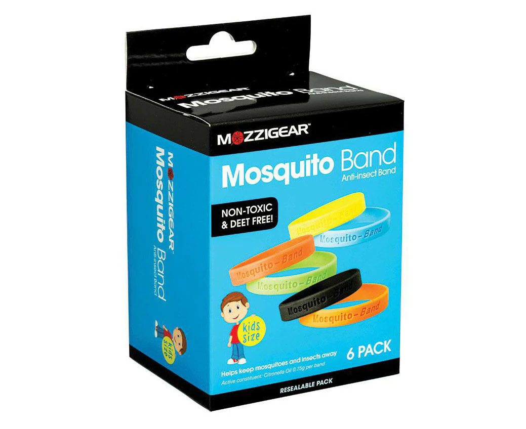 6x Mozzigear Anti Insect Mosquito Kids Wrist Band Repellent Repellant BULK