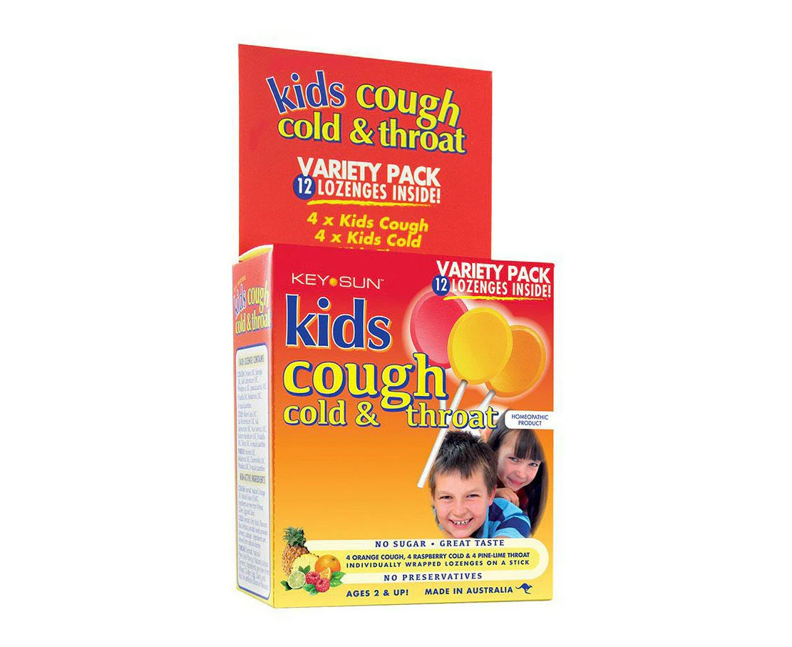 Key Sun Kids Cough Cold & Throat Variety Pack 12 Lozenges