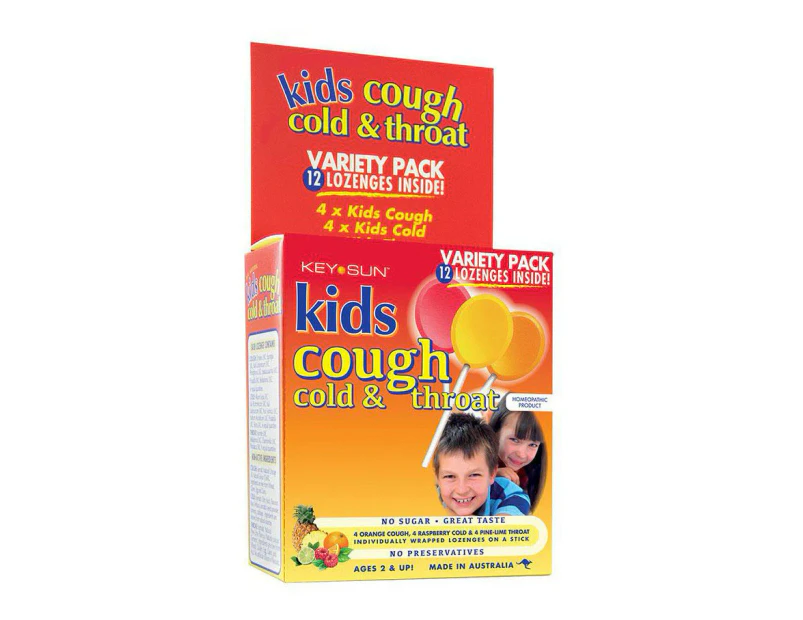 Key Sun Kids Cough Cold & Throat Lozenges On A Stick 12 Variety Pack
