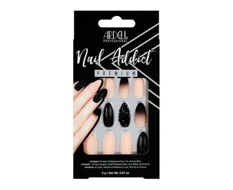 Ardell Nail Addict Black Stud & Pink Ombre