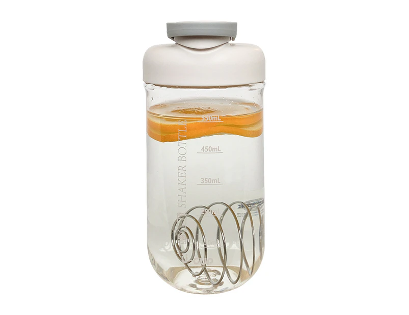 1 Set 750ml Shaker Cup Large Capacity Scale Marker Plastic Gym Portable Protein Whisk Mixing Drinking Bottle Daily Use - Light Beige