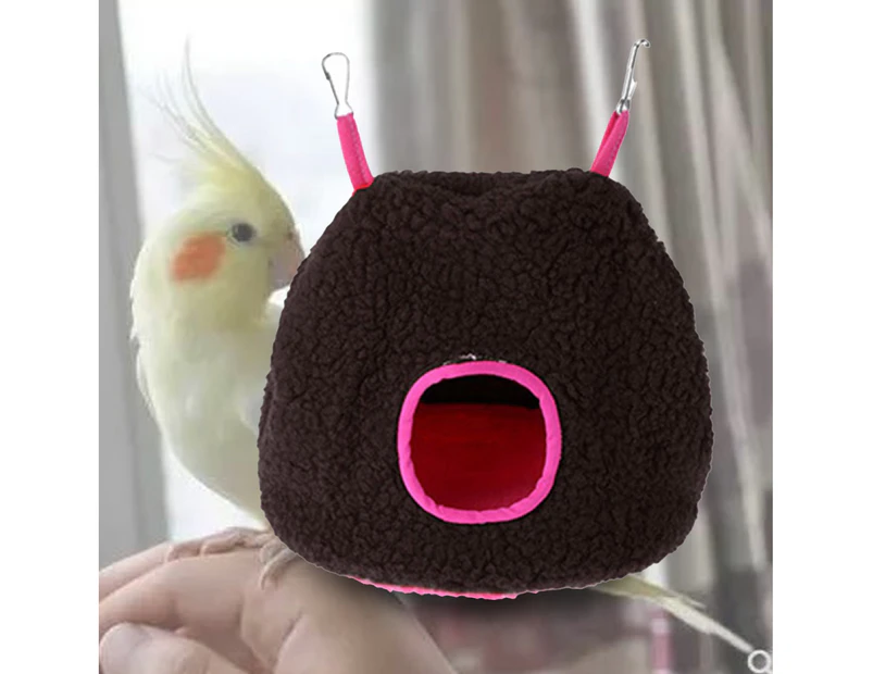 Warm Bird Nest Breathable Keep Warm Pets Supplies Small Pet Hanging Swing Bed for Bird-Dark Brownm unique value