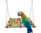 Parrot Swing Hanging Bed Wooden Frame Cartoon Owl Print Canvas Pet Bird Toy unique value