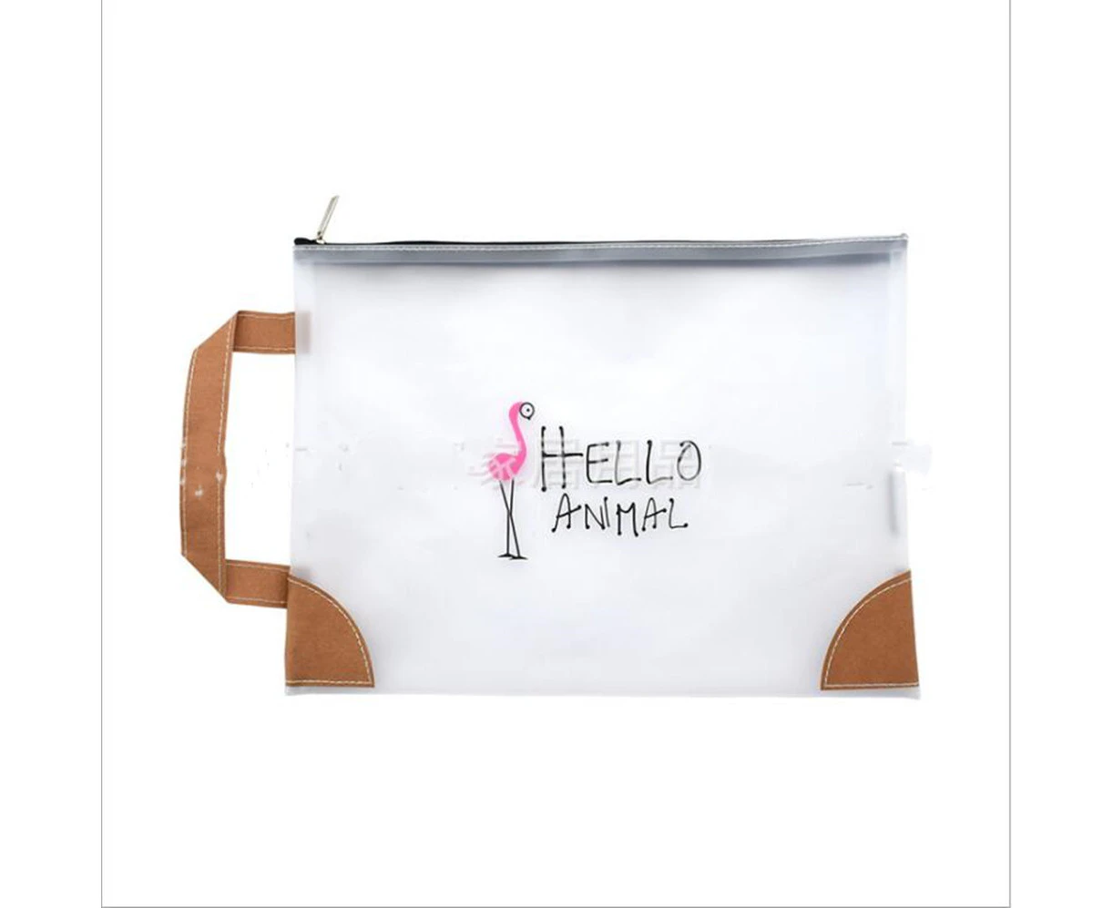 2Pcs Hot Sale Waterproof Plastic Zipper Paper File Folder Book Pencil Pen Case Bag Document Bag