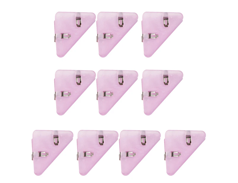 10Pcs Triangle Clips Multifunctional Transparent Jelly Color Reusable Binding Mini Book Paper Binder Clips Desktop Organizer for Office-Light Purple