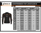 Skills Mens Compression Armour Base Layer Top Long Sleeve Thermal Gym Sports Shirt - Black / Orange