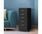 Levede 5 Drawer Office Cabinet Drawers Storage Cabinets Steel Rack Home Black - Black